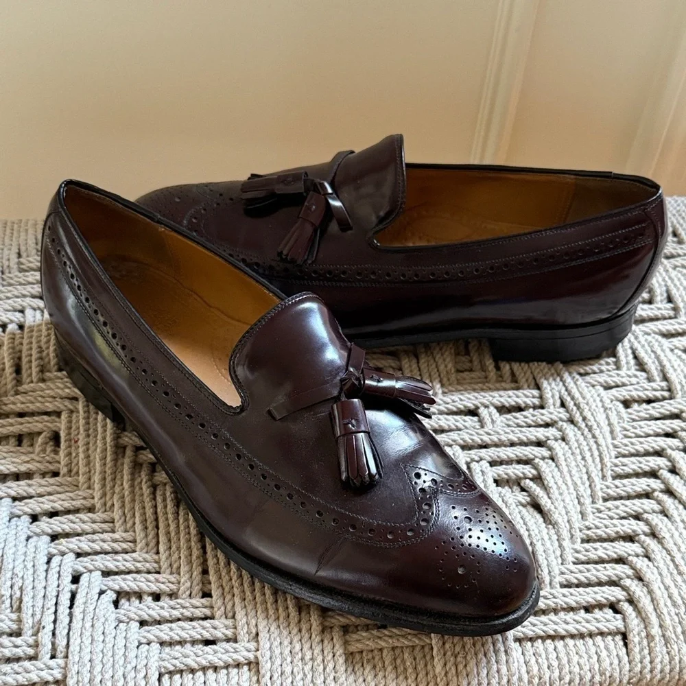 Johnson & Murphy Aristocraft Men's Burgundy Leather Slip On Tassel Loafers 11.5